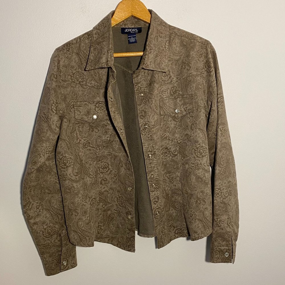 Jordan Blue Label Brown-Microsuede Shirt Women's Size Large